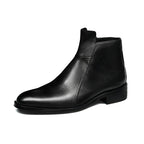 Men's Pointed Toe Leather Side-Zip Ankle Dress Boots