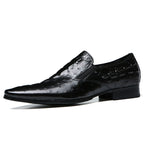 Men's Crocodile Embossed Pointed Toe Dress Loafers