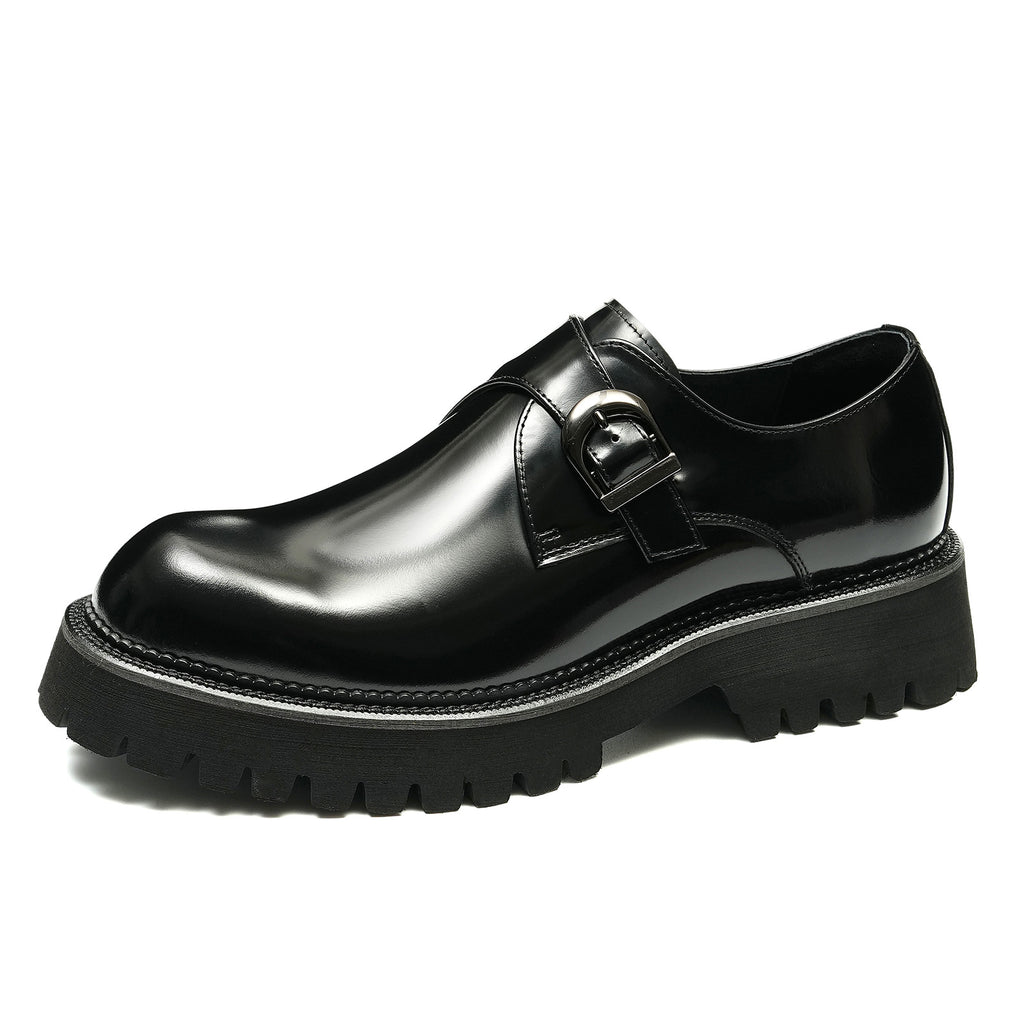 Men's Minimal Single Monk Strap Leather Formal Shoes