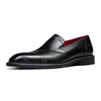 Men's Engraved-Style Leather Slip-On Dress Loafers
