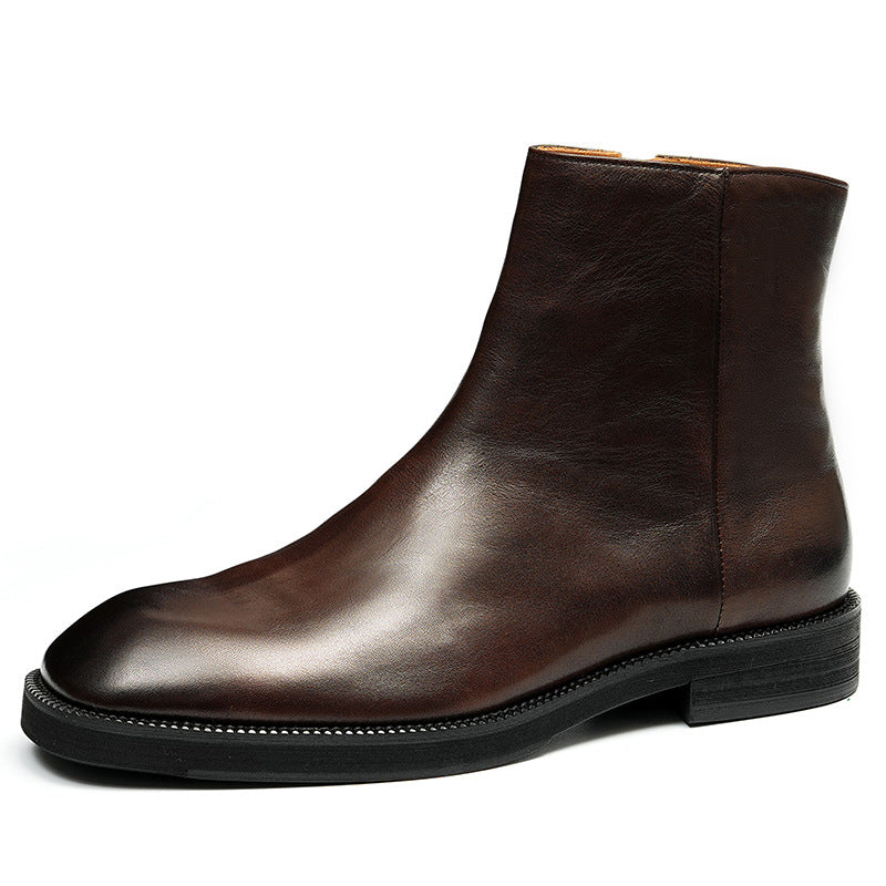 Men's Classic Genuine Leather Side-Zip Dress Boots