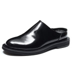Men's Burnished Round Toe Chunky Sole Mule Loafers