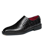 Men's Letter-Detail Crocodile Embossed Dress Loafers