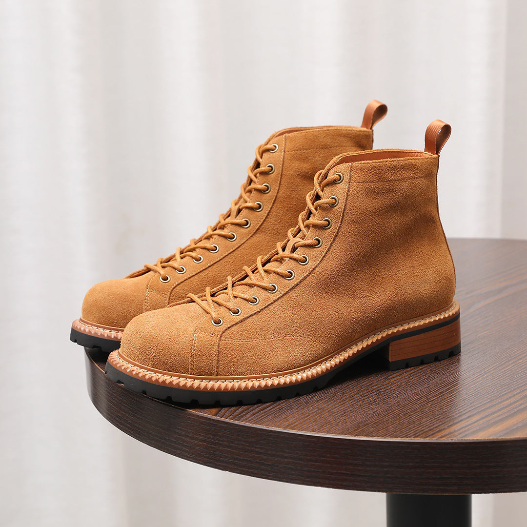 Lace-to-Toe Suede Lug Sole Boots for Men