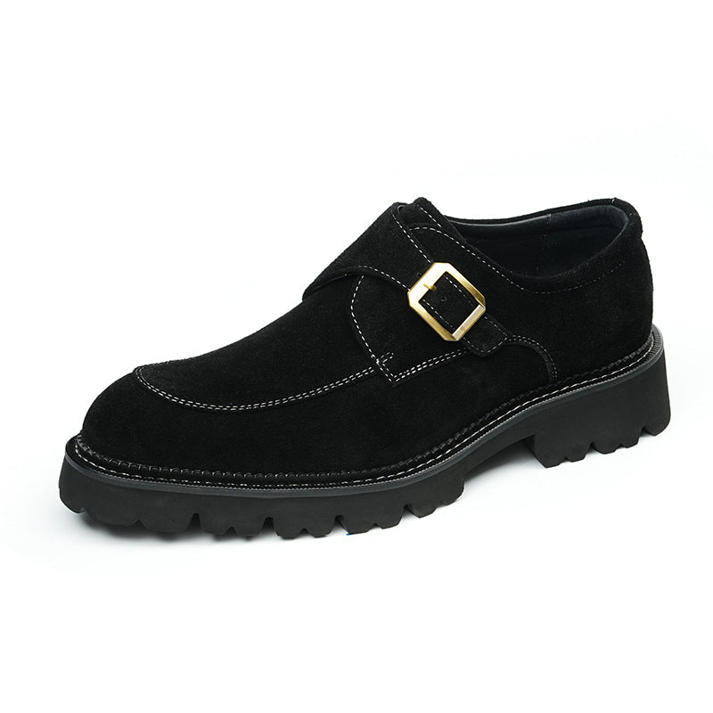Men's Pointed Toe Suede Single Monk Strap Formal Shoes