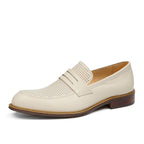 Men's Dot-Pattern Pointed Toe Leather Dress Loafers