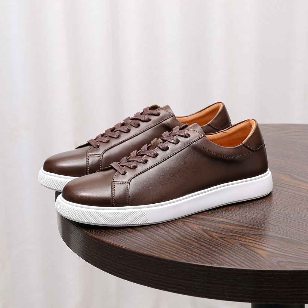 Men's Premium Minimalist Patina Leather Casual Sneakers