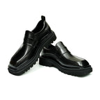 Men's Square Toe Chunky Sole Leather Loafers