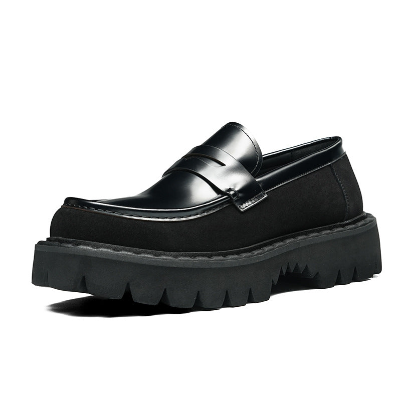 Men's Patchwork Round Toe Platform Dress Loafers
