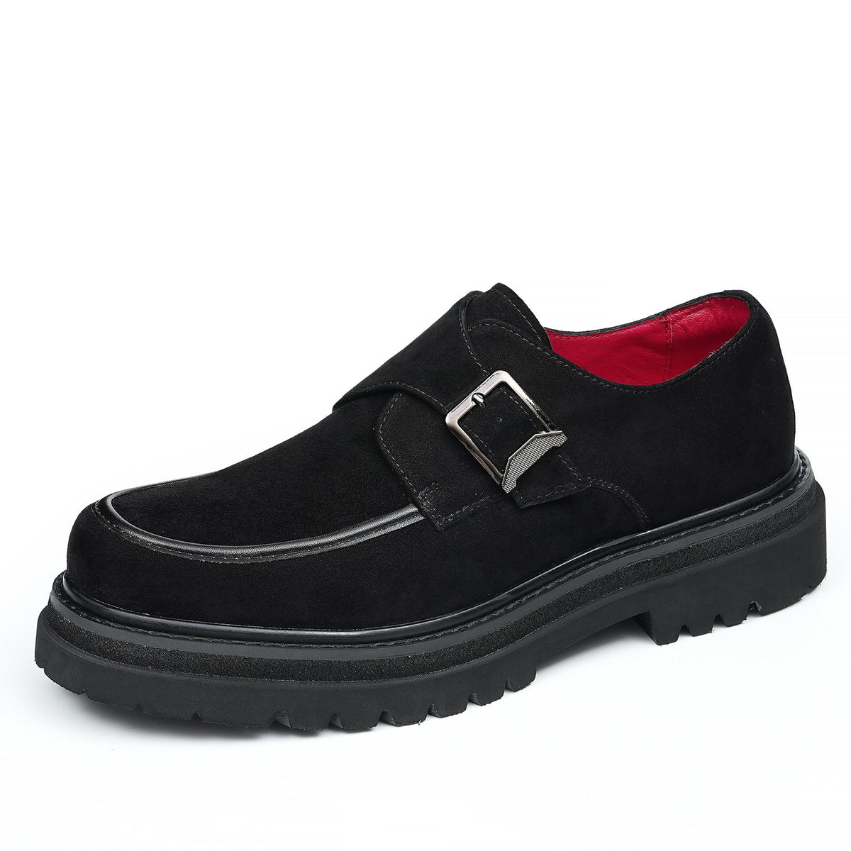 Men's Round Toe Suede Single Monk Strap Formal Shoes