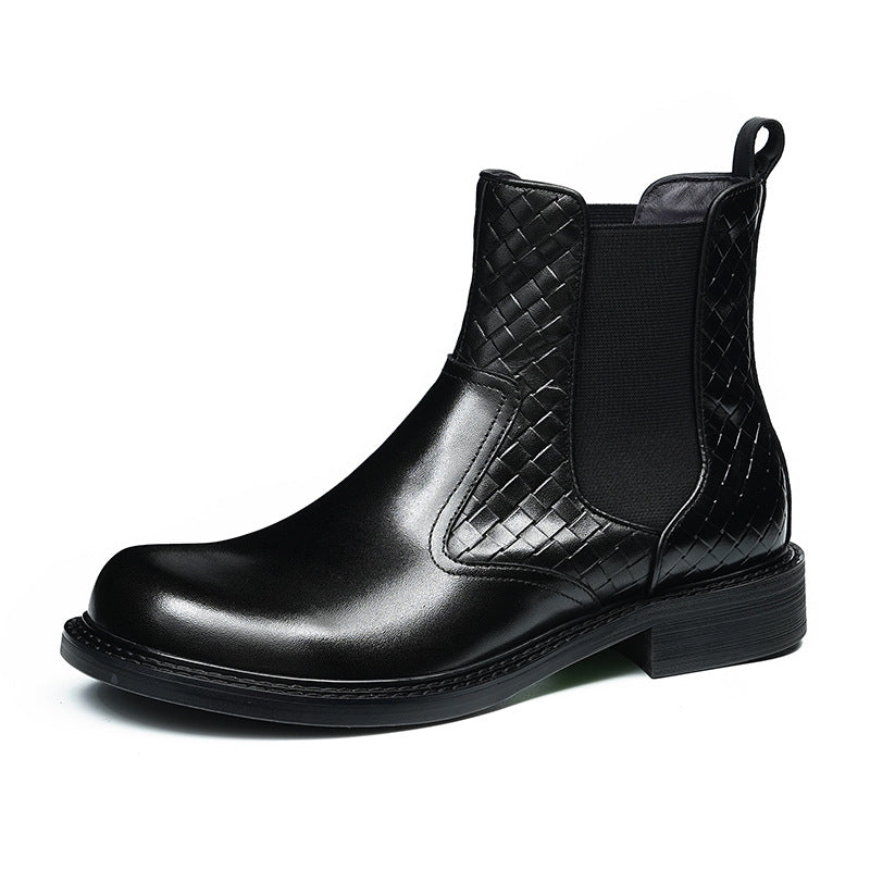 Men's Classic Round Toe Slip-On Leather Chelsea Boots