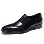 Men's Burnished Patent Leather Pointed Toe Loafers