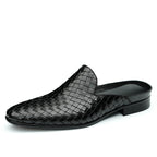 Men's Woven Leather Closed-Toe Mule Loafers