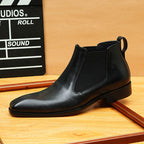 Men's Genuine Leather Slip-On Chelsea Dress Boots