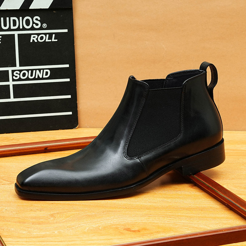 Men's Genuine Leather Slip-On Chelsea Dress Boots