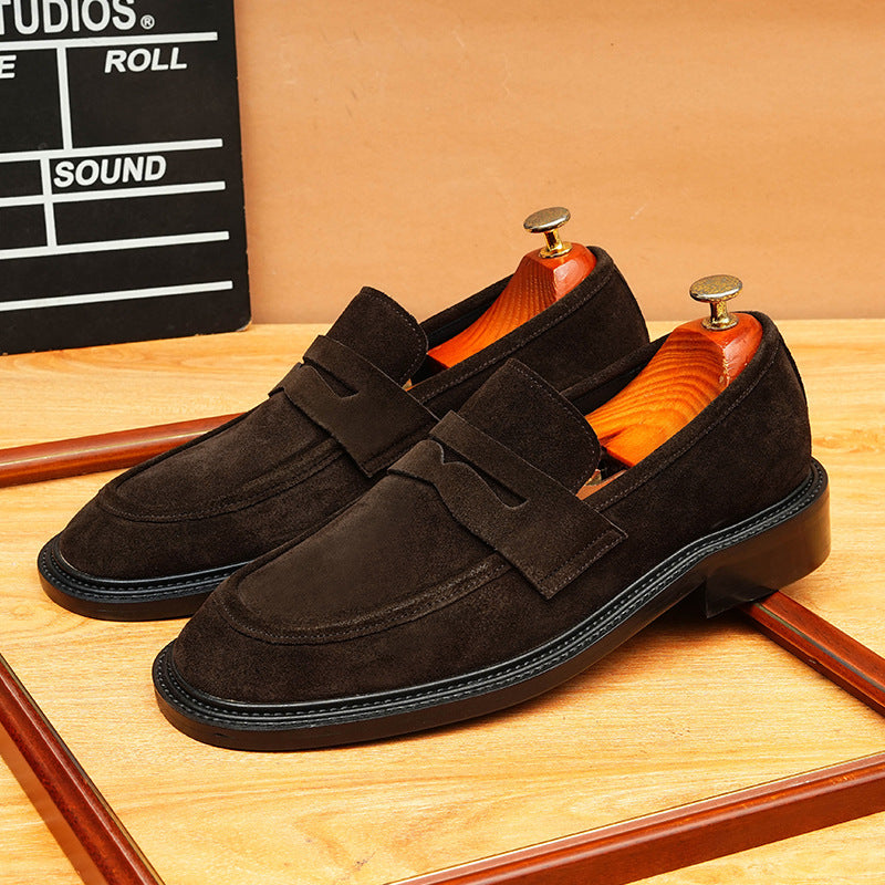 Men's Suede Round Toe Slip-On Formal Loafers