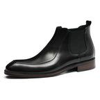 Men's Business Casual Pointed Chelsea Boots - Leather Slip-On