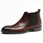 Men's Pointed Toe Leather Chelsea Dress Boots