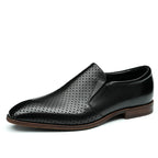Men's Perforated Dot Pattern Leather Loafers