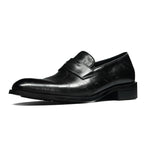 Men's Carved Tassel Pointed Toe Leather Loafers