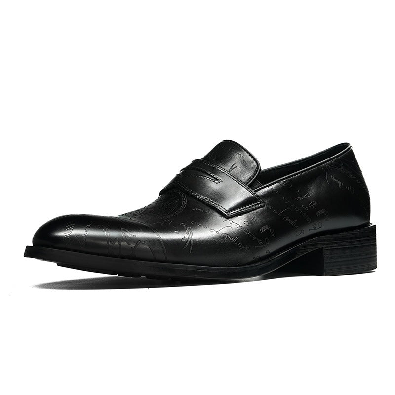 Men's Carved Tassel Pointed Toe Leather Loafers