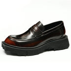 Men's Polished Pointed Toe Chunky Sole Leather Loafers