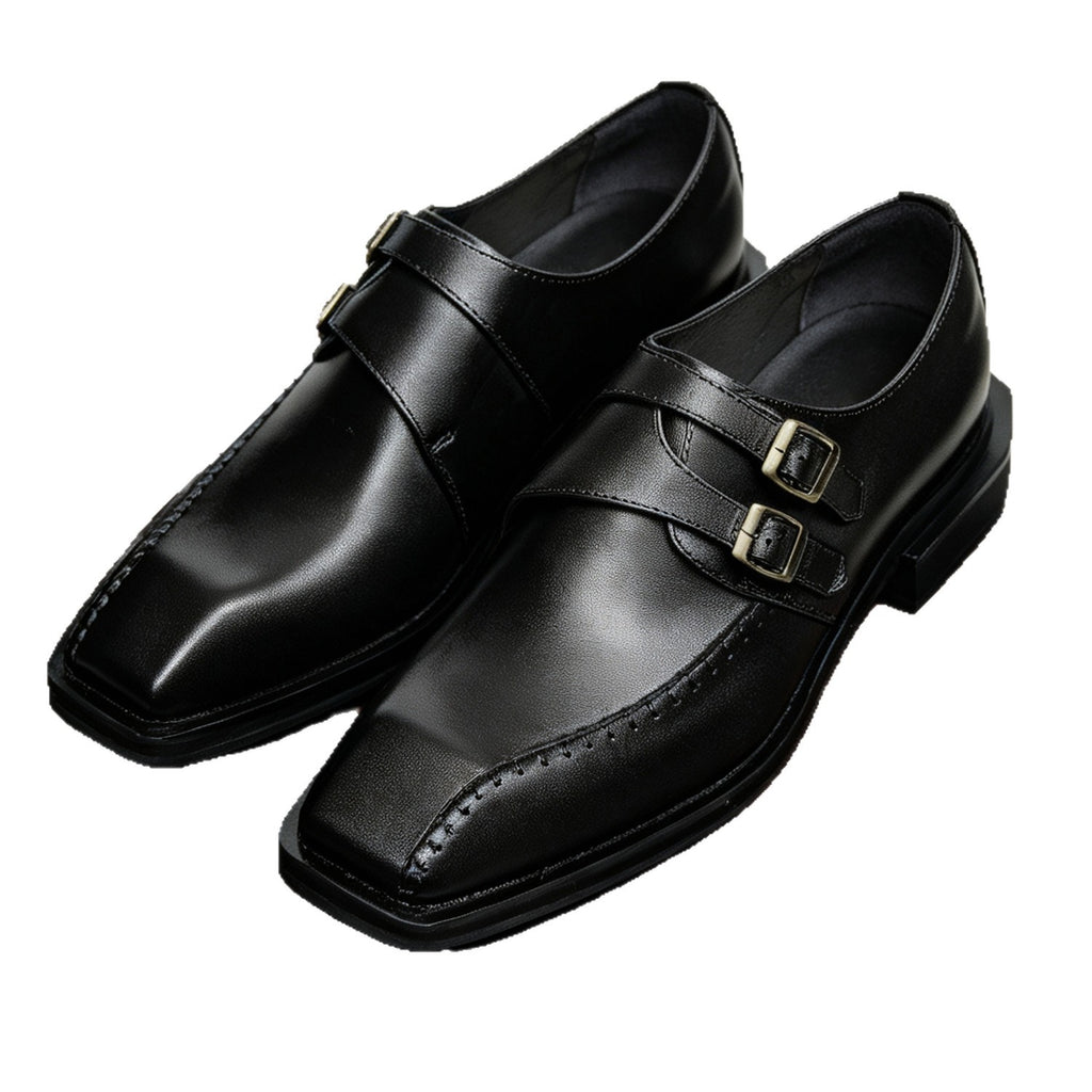 Men's Square Toe Instep Buckle Leather Formal Shoes
