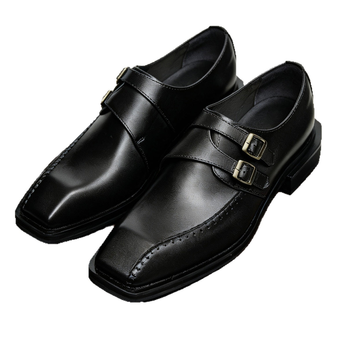 Men's Square Toe Instep Buckle Leather Formal Shoes