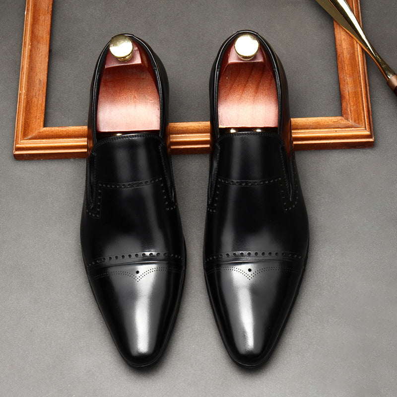 Men's Stitched Cap Toe Pointed Dress Loafers