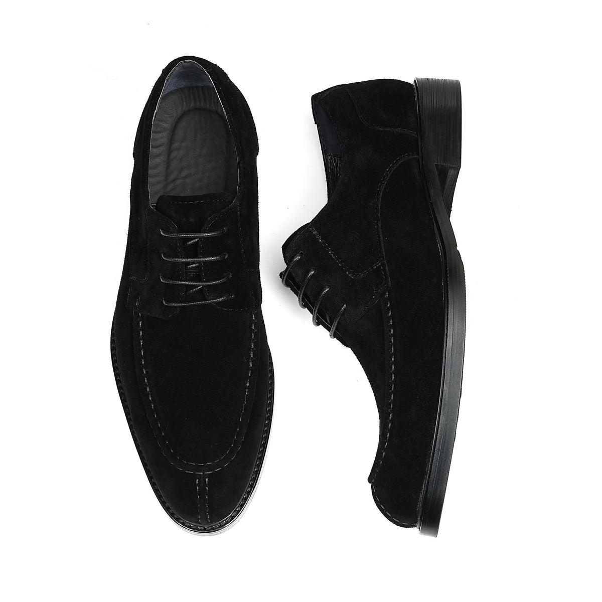 Men's black wingtip brogue Oxford shoes with chunky lug sole and lace-up design