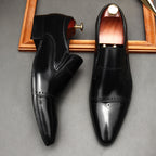 Men's Stitched Cap Toe Pointed Dress Loafers