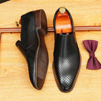 Men's Perforated Dot Pattern Leather Loafers
