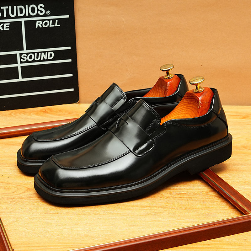 Men's Patent Leather Square Toe Slip-On Loafers