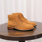 Men's Suede Plain Toe Back-Zip Lace-Up Ankle Dress Boots