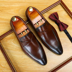Men's Vintage Pointed Toe Slip-On Leather Loafers