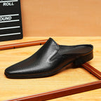 Men's Cutout Leather Closed-Toe Mule Loafers