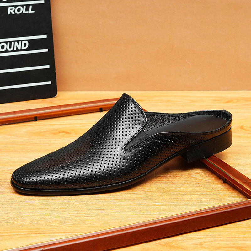 Men's Cutout Leather Closed-Toe Mule Loafers