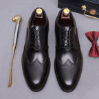Men's Wingtip Brogue Chisel Toe Leather Oxfords