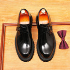 Men's Minimal Single Monk Strap Leather Formal Shoes