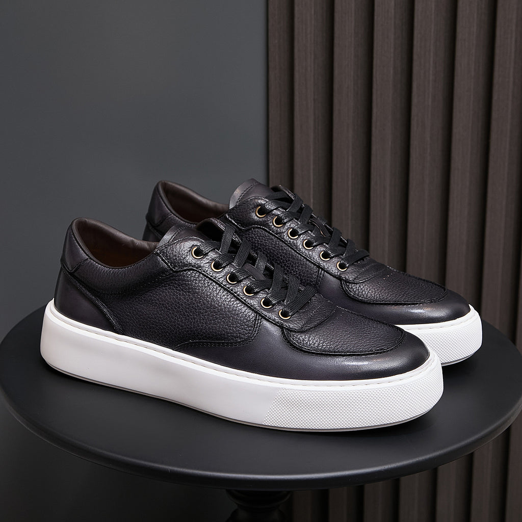 Men's Premium Patina Leather Dress Casual Sneakers