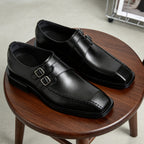 Men's Square Toe Instep Buckle Leather Formal Shoes
