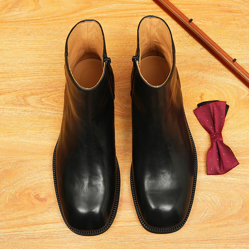 Men's Classic Genuine Leather Side-Zip Dress Boots