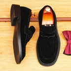 Men's Suede Round Toe Slip-On Formal Loafers