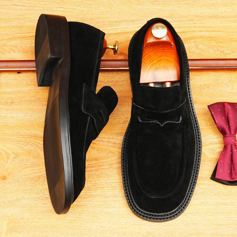Men's Suede Round Toe Slip-On Formal Loafers