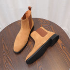 Men's Suede Chisel Plain Toe Elastic Chelsea Dress Boots