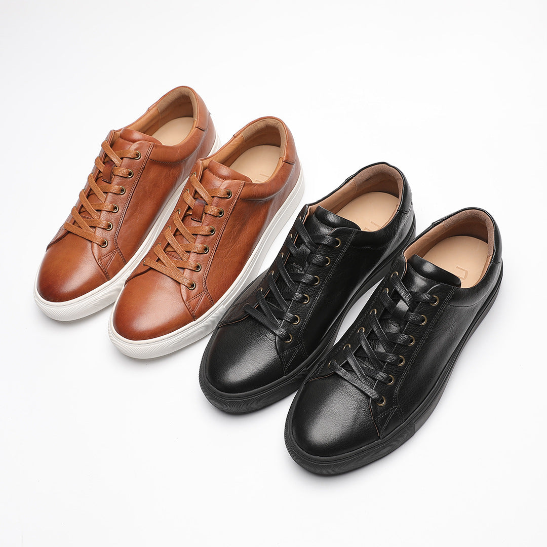 Men's Luxury Full-Grain Leather Low-Top Sneakers