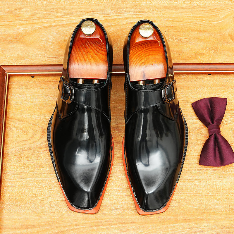 Men's Crossover Single Monk Strap Leather Formal Shoes