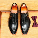 Men's Crossover Single Monk Strap Leather Formal Shoes