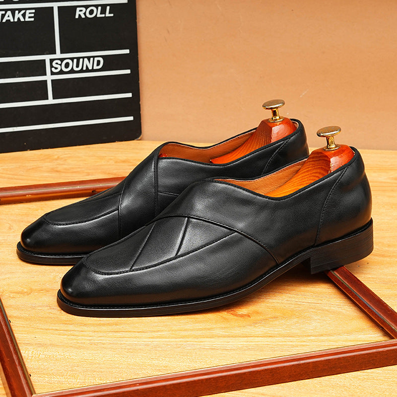 Men's Paneled Slip-On Leather Formal Loafers