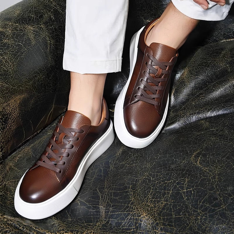 Men's Premium Pebbled Leather Classic Sneakers